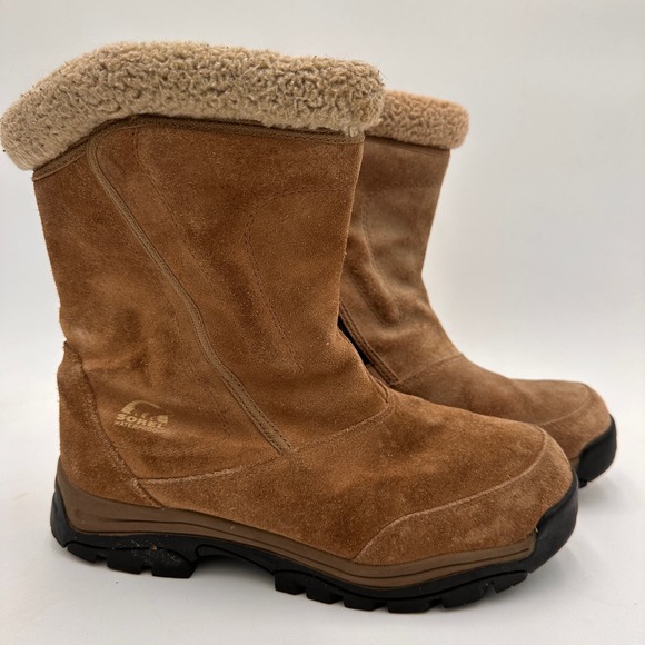 Sorel Shoes - Sorel Brown Leather Water Fall Suede Boots Size 9